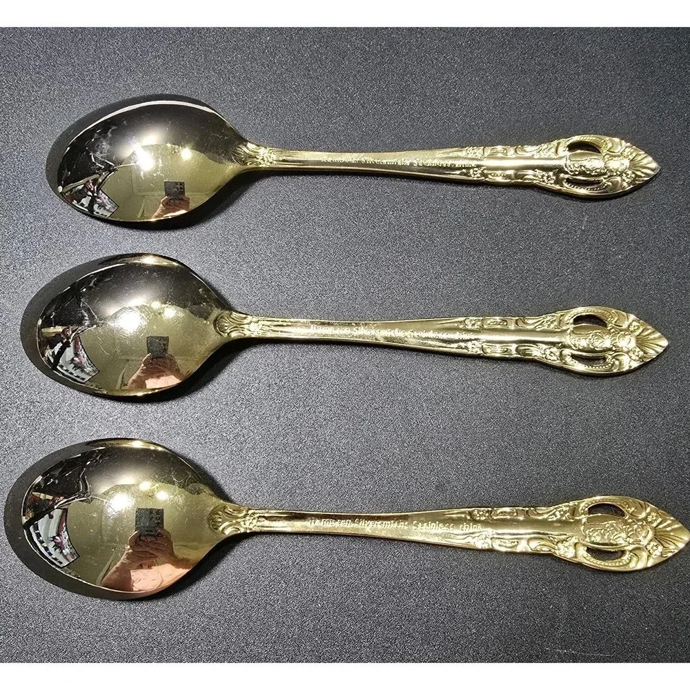 Vintage Gold Plated Hampton Silversmith Gold Plated TBSP/ Oval Soup Spoons...